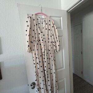 Seraphine Polka Dot Maternity Midi Dress – Size US 4 – Cream Black